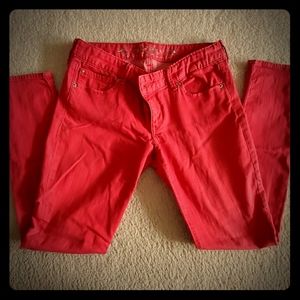 Express Red/Pink Skinny Jeans 8